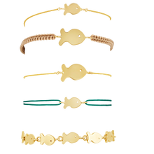 Load image into Gallery viewer, Green Cord Small Fish Friendship Bracelet