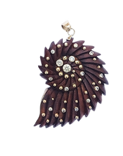 Load image into Gallery viewer, Carved Walnut Ammonite Shell