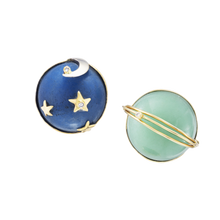 Load image into Gallery viewer, Earth + Saturn Earrings