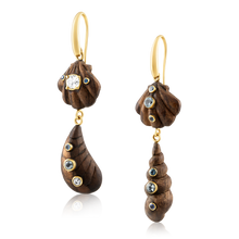 Load image into Gallery viewer, 2-Tiered Wooden Shell Earrings