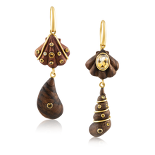 Load image into Gallery viewer, 2-Tiered Wooden Shell Earrings