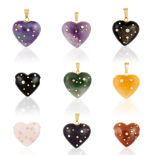 Load image into Gallery viewer, Carved Stone Studded Heart Pendants