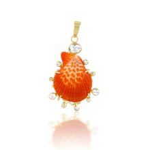 Load image into Gallery viewer, Bright Orange Shell Halo Pendant