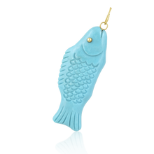 Load image into Gallery viewer, Carved Stone Swedish Fish Pendant (gold ball eyes)