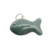 Load image into Gallery viewer, Carved Stone Gold Fish Pendant (gold ball eyes)