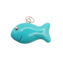 Load image into Gallery viewer, Carved Stone Gold Fish Pendant (gold ball eyes)