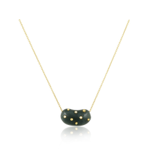 Load image into Gallery viewer, Carved Jade Studded Bean Necklace