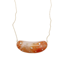 Load image into Gallery viewer, Carved Stone Studded Bean Necklace