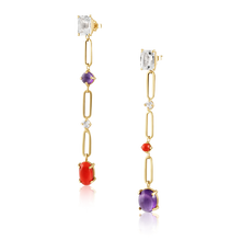 Load image into Gallery viewer, Coral & Amethyst Earrings