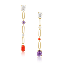 Load image into Gallery viewer, Coral & Amethyst Earrings