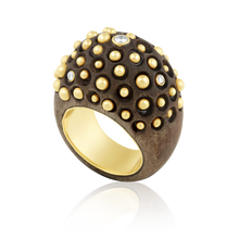 Load image into Gallery viewer, Walnut Ring with Diamonds and Gold