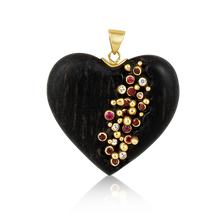 Load image into Gallery viewer, Ebony + Ruby Heart Pendant