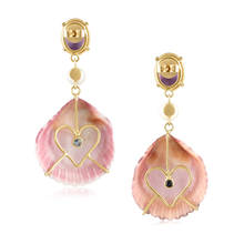 Load image into Gallery viewer, Amethyst Shell + Pearl Earrings