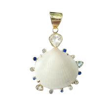 Load image into Gallery viewer, White Shell Blue & White Halo