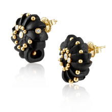 Load image into Gallery viewer, Carved Wood Ammonite Earrings