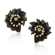 Load image into Gallery viewer, Carved Wood Ammonite Earrings