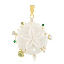 Load image into Gallery viewer, Carved Bone Sand Dollar Green Halo