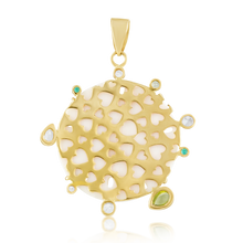 Load image into Gallery viewer, Carved Bone Sand Dollar Green Halo