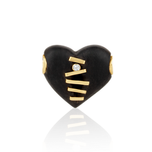 Load image into Gallery viewer, Ebony Stitched Heart Bead