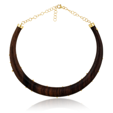 Load image into Gallery viewer, Diamond and Gold Ball Wooden Collar