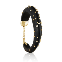 Load image into Gallery viewer, Diamond + Gold Ball Ebony Cuff 2