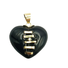Load image into Gallery viewer, Black Onyx Carved Heart Pendant