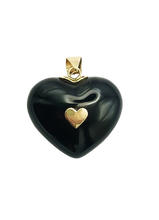 Load image into Gallery viewer, Black Onyx Carved Heart Pendant
