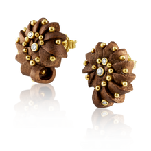 Load image into Gallery viewer, Carved Wood Ammonite Earrings