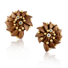 Load image into Gallery viewer, Carved Wood Ammonite Earrings