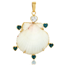 Load image into Gallery viewer, White Shell Blue Heart Halo