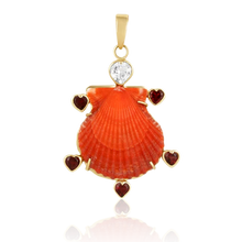 Load image into Gallery viewer, Orange Shell Garnet Heart Halo
