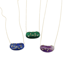 Load image into Gallery viewer, Carved Stone Studded Bean Necklace