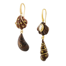 Load image into Gallery viewer, 2-Tiered Wooden Shell Earrings