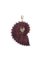 Load image into Gallery viewer, Carved Walnut Ammonite Shell