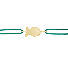 Load image into Gallery viewer, Green Cord Small Fish Friendship Bracelet