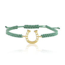 Load image into Gallery viewer, Blue Cord Horse Shoe Friendship Bracelet
