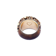 Load image into Gallery viewer, Walnut Ring with Diamonds and Gold