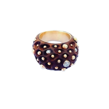 Load image into Gallery viewer, Walnut Ring with Diamonds and Gold