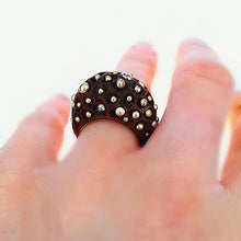 Load image into Gallery viewer, Walnut Ring with Diamonds and Gold