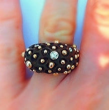 Load image into Gallery viewer, Walnut Ring with Diamonds and Gold
