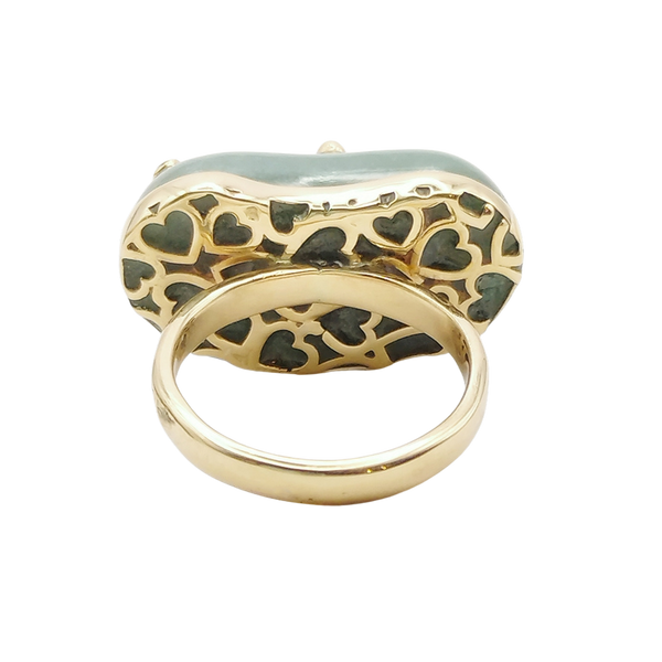 Carved Jade Studded Bean Ring