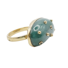 Load image into Gallery viewer, Carved Jade Studded Bean Ring
