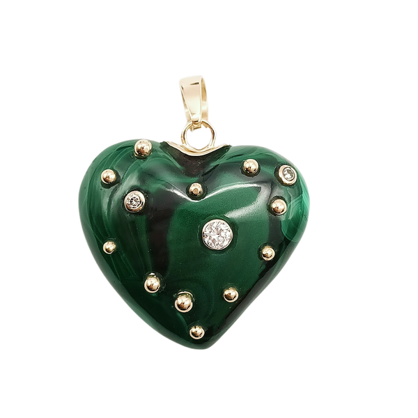 Carved Stone Studded Heart Pendants