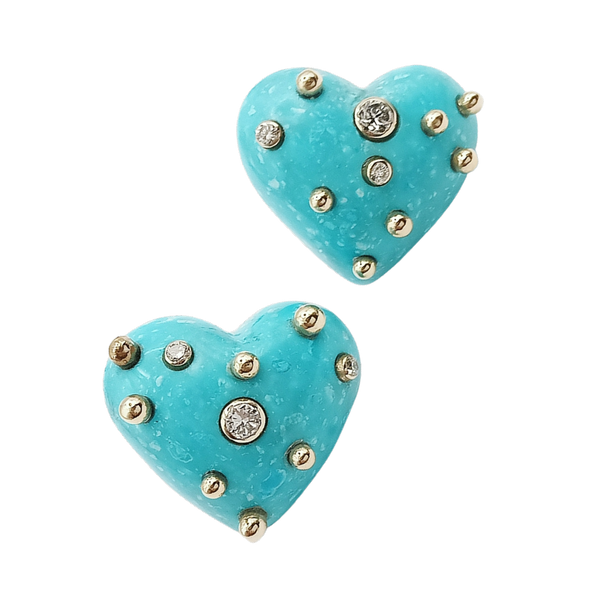 Carved Stone Studded Heart Earrings