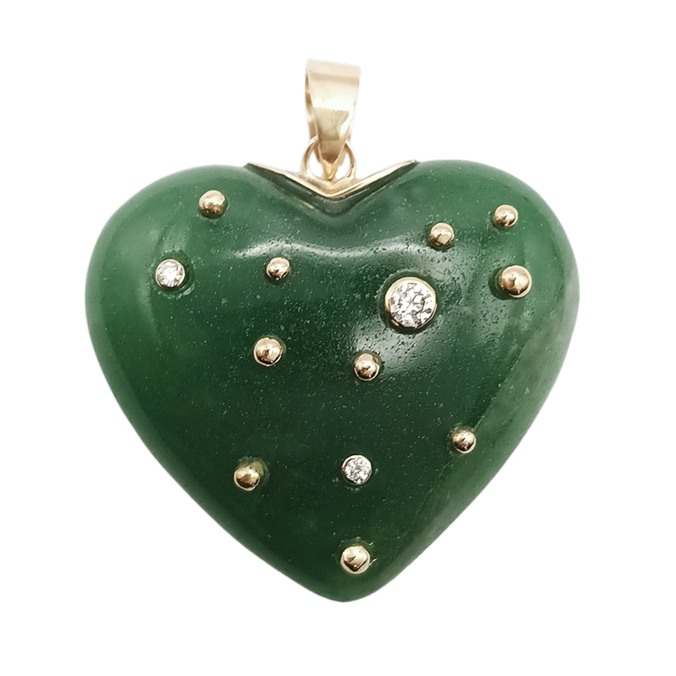 Carved Stone Studded Heart Pendant