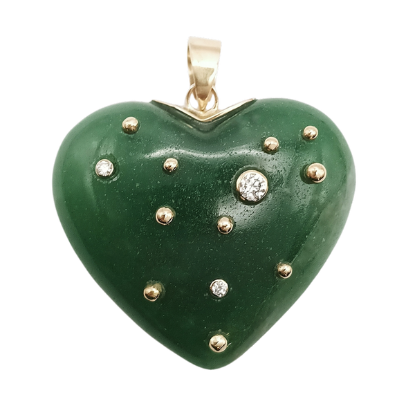 Carved Stone Studded Heart Pendant