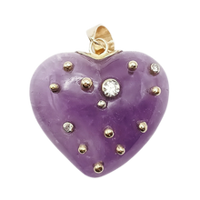 Load image into Gallery viewer, Carved Stone Studded Heart Pendant
