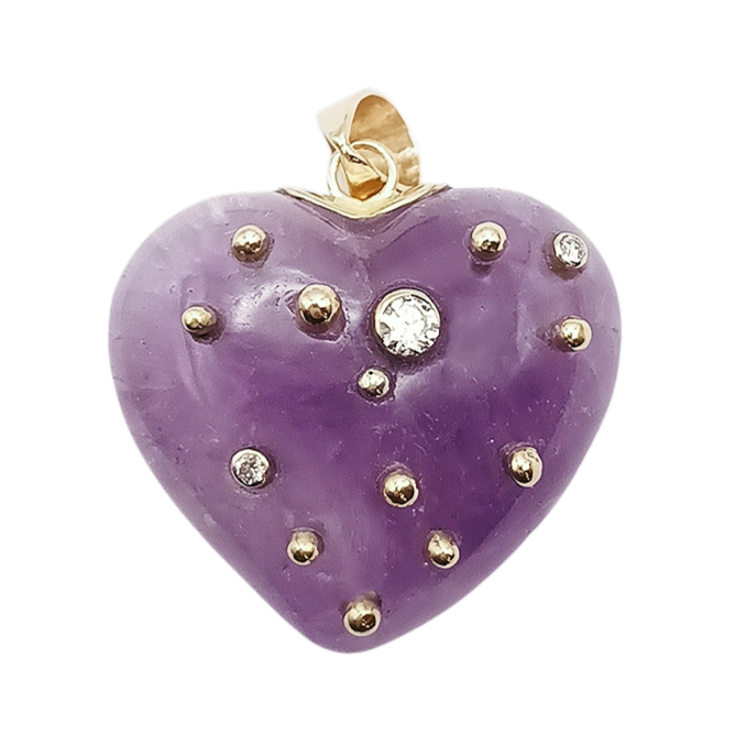 Carved Stone Studded Heart Pendant