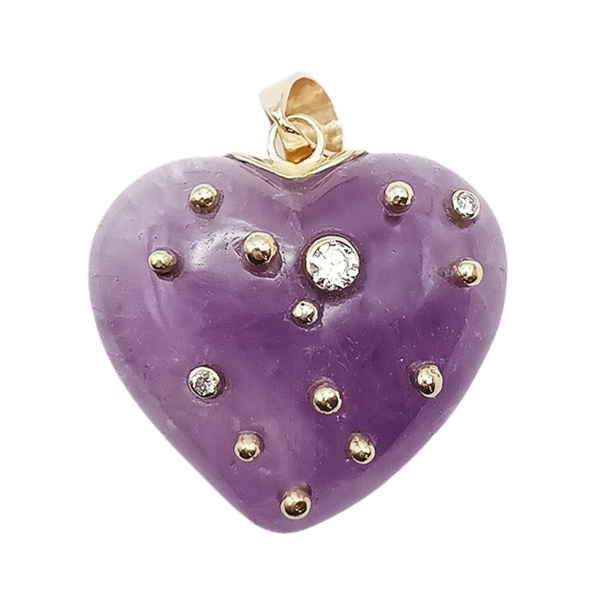 Carved Stone Studded Heart Pendant