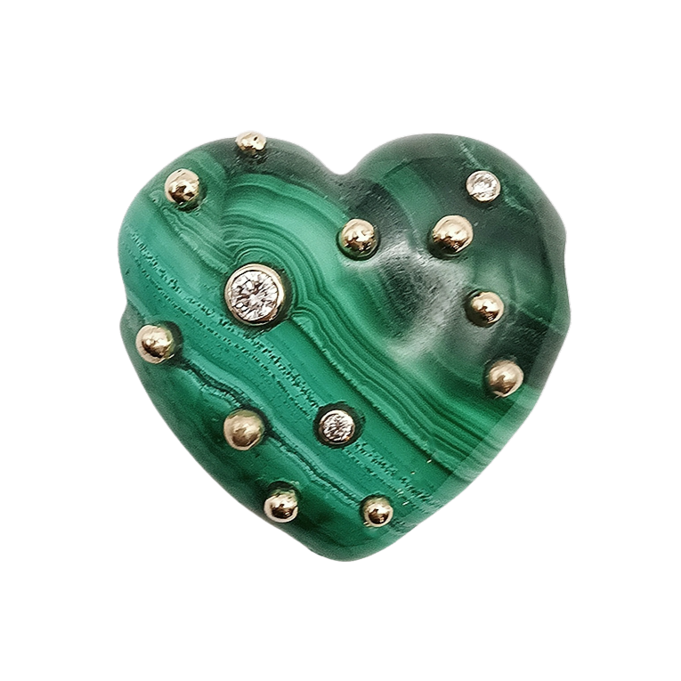 Carved Stone Studded Heart Pendant